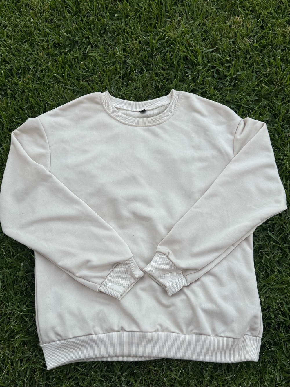 Men's Lightweight Cream Crewneck Sweatshirt Size Large